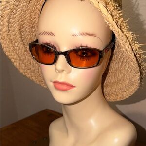 D&G Y2K Women's Sunglasses with Amber Lenses and Black Frame